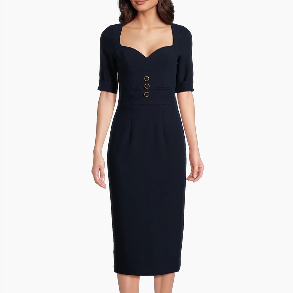 Black Halo Kerry Crêpe Sheath Dress Pacific Blue